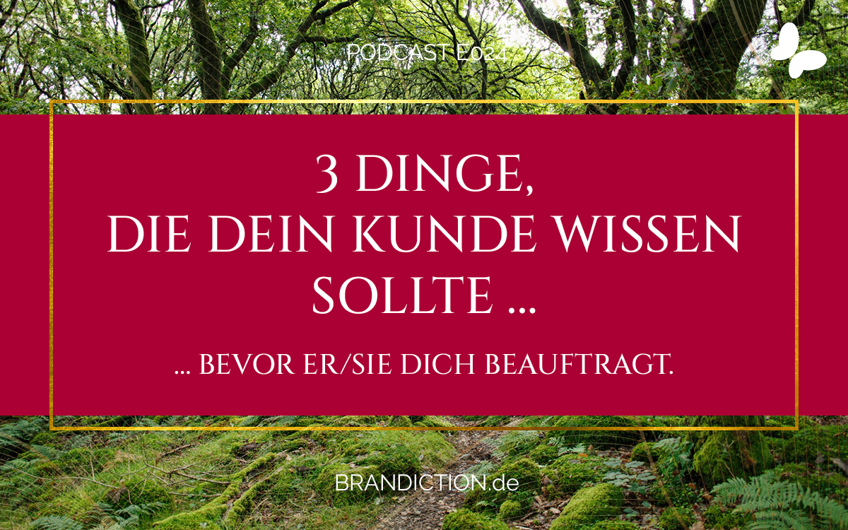 {E024} 3 Dinge, die Dein Kunde wissen sollte, bevor er/sie Dich beauftragt.